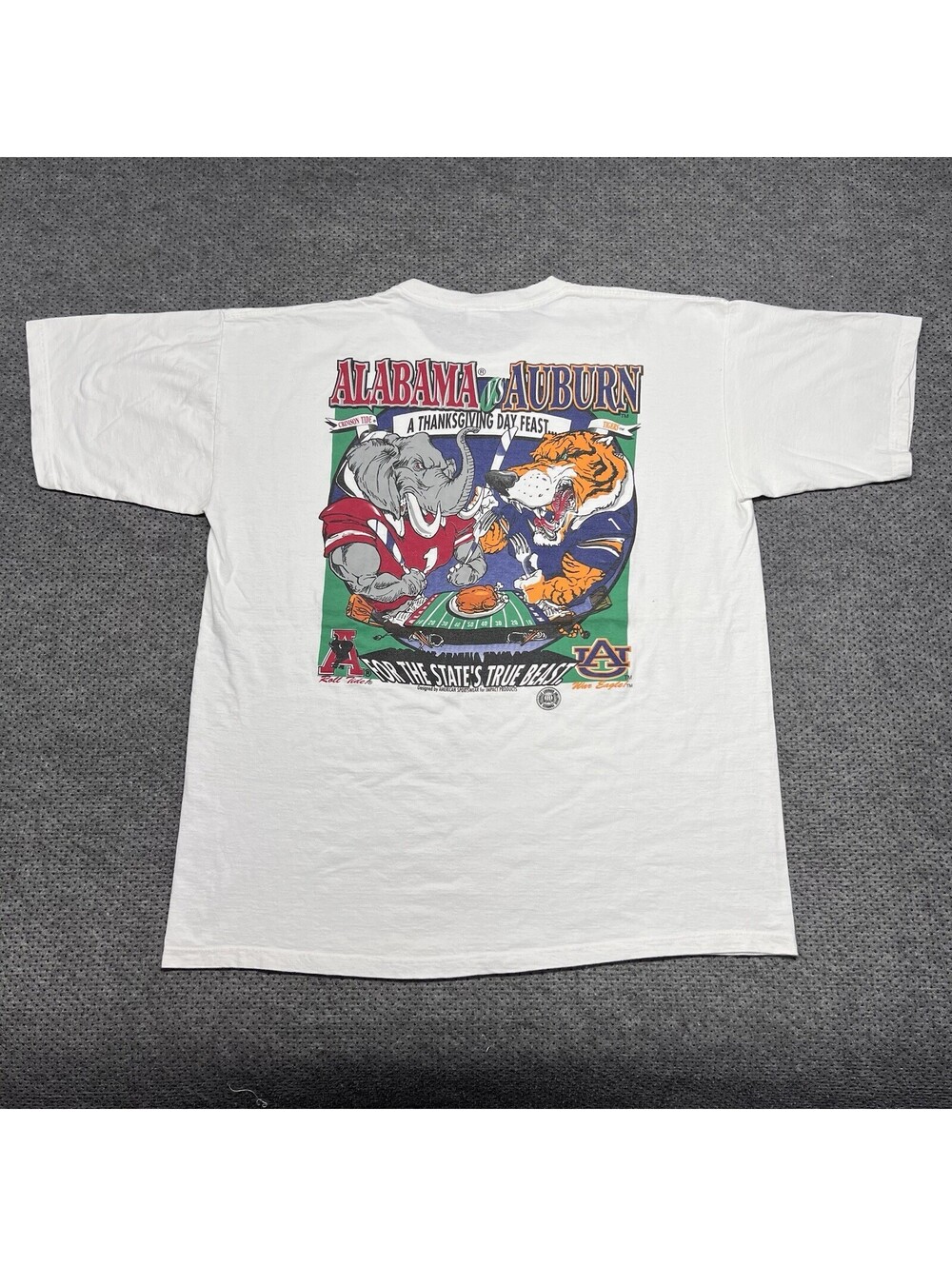 Vintage 1990S Alabama Crimson Tide Vs Auburn Tigers Football T-Shirt XXL Rare